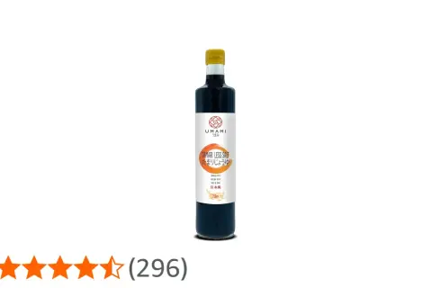 Flasche Umami Tamari Less Salt, eine japanische Sojasauce, die weniger Salz enthält.