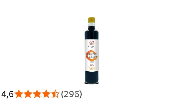 Flasche Umami Tamari Less Salt, eine japanische Sojasauce, die weniger Salz enthält.