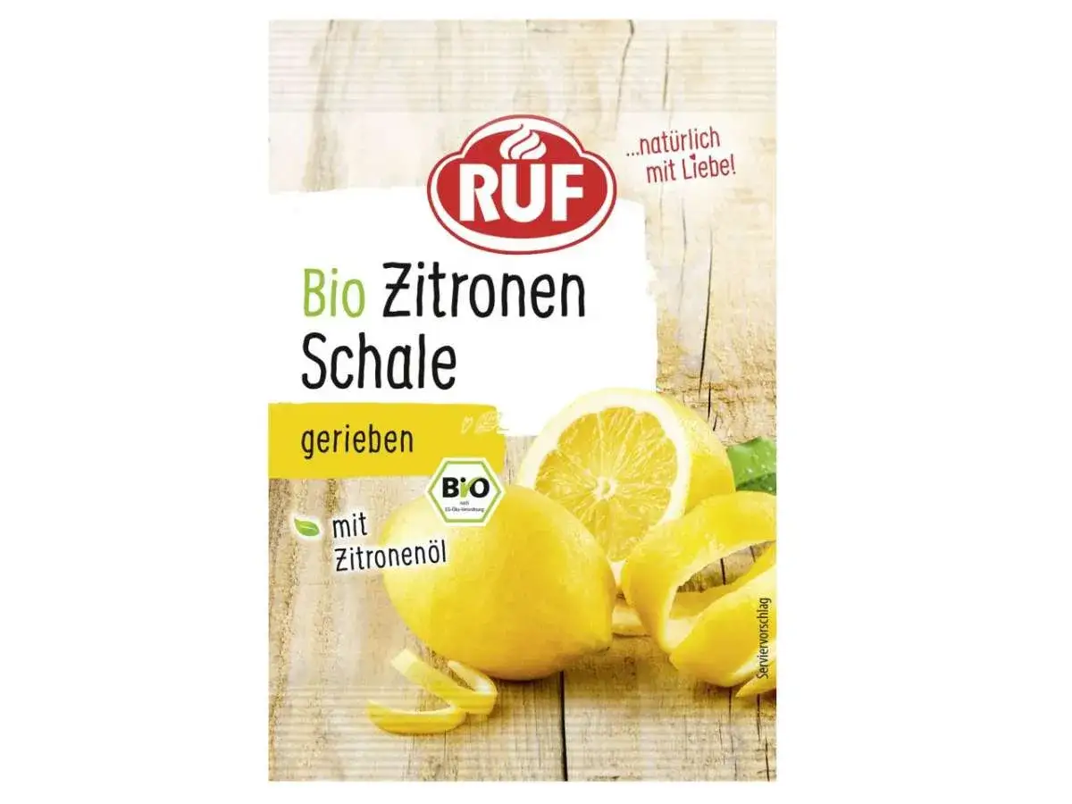 Bio Zitronenschale gerieben von RUF, mit Zitronenöl. Eine gesunde Zutat für Ihre Küche.